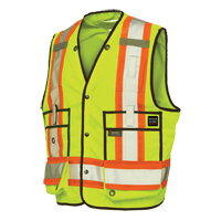 Veste de s&eacute;curit&eacute; pour arpenteur, Jaune lime haute visibilit&eacute;, T-Grand, Polyester Oxymax Inc
