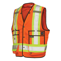 Veste de s&eacute;curit&eacute; pour arpenteur, Orange haute visibilit&eacute;, Grand, Polyester Oxymax Inc