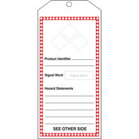 GHS Jumbo Safety Tag, Cardstock, 3-7/8" W x 8-1/2" H, English Oxymax Inc