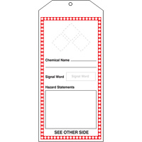 GHS Jumbo Tags, Cardstock, 3-7/8" W x 8-1/2" H, English Oxymax Inc