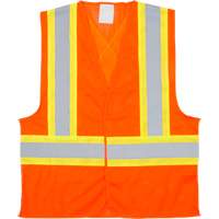 Traffic Safety Vest, High Visibility Orange, Medium, Polyester Oxymax Inc