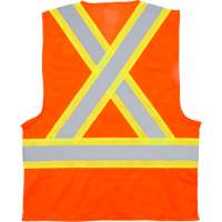 Traffic Safety Vest, High Visibility Orange, Medium, Polyester Oxymax Inc