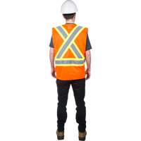Traffic Safety Vest, High Visibility Orange, Medium, Polyester Oxymax Inc