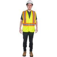 Traffic Safety Vest, High Visibility Lime-Yellow, Medium, Polyester Oxymax Inc