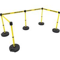 PLUS Barrier Post Set X5, Plastic, 42" H, Yellow Tape, 15' Tape Length Oxymax Inc