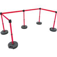 PLUS Barrier Post Set X5, Plastic, 42" H, Red Tape, 15' Tape Length Oxymax Inc