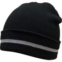 Knit Hat with Silver Reflective Stripe, One Size, Black Oxymax Inc