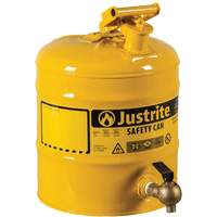 Bidon de s&eacute;curit&eacute; pour tablette, Type I, Acier, 5 gal. US, Jaune, Homologu&eacute; FM Oxymax Inc
