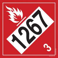 Plaque-&eacute;tiquette TMD 1267 pour liquide inflammable p&eacute;trole brut, Vinyle adh&eacute;sif Oxymax Inc