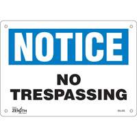 Enseigne No Trespassing, 7" x 10", Plastique, Anglais Oxymax Inc
