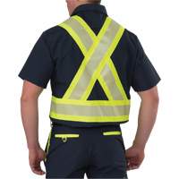 Chemise à manches courtes haute visibilité résistant à la déchirure, Polyester, Petit, Bleu marine SGN915 | Oxymax Inc
