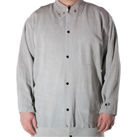 Welder's Heat Resistant Jacket, Leather, Small, Grey SGQ218 | Oxymax Inc