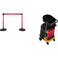 Plus Portable Barrier System Cart Package with Tray, 75' L, Metal/Plastic, Red SGQ815 | Oxymax Inc