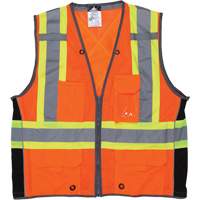 Veste de sécurité pour arpenteur, Orange haute visibilité, Grand, Polyester, CSA Z96 classe 2 - niveau 2 SGS923 | Oxymax Inc