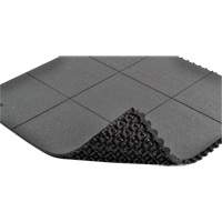 Cushion-Ease<sup>®</sup> Interlocking Anti-Fatigue Mat, Pebbled, 3' x 3' x 3/4", Black, Natural Rubber SGX894 | Oxymax Inc