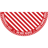 Signalisation au sol ?Emergency Exit? (sortie de secours) pour porte battante en demi-cercle, Adh&eacute;sif, Anglais avec pictogramme Oxymax Inc