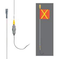 Tiges de s&eacute;curit&eacute; tout-temps de s&eacute;rie lourde avec lumi&egrave;re DEL constante Safety Whip, Fixation Ressort, Hauteur 5', Orange avec X r&eacute;fl&eacute;chissant Oxymax Inc
