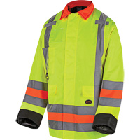 6040 Veste de contr&ocirc;le de la circulation pour l'hiver qu&eacute;b&eacute;cois, Polyester, Jaune lime haute visibilit&eacute;, T-petit Oxymax Inc
