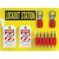 Lockout Board with Keyed Different Nylon Safety Lockout Padlocks, Plastic Padlocks, 6 Padlock Capacity, Padlocks Included Oxymax Inc