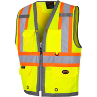 6673 Mesh-Back Zip-Front Surveyor's Vest, High Visibility Lime-Yellow, Small, Polyester Oxymax Inc