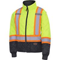 5016 Quilted Freezer Jacket, Polyester, Black/High Visibility Lime-Yellow, X-Small Oxymax Inc