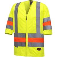 6019 Short-Sleeved Quebec Traffic Control Shirt, Polyester, X-Small, High Visibility Lime-Yellow Oxymax Inc