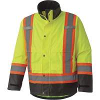 5401 300D Trilobal Ripstop Waterproof Safety Jacket, Polyester, Black/High Visibility Lime-Yellow, X-Small Oxymax Inc
