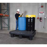 Ultra-Spill Pallet mod&egrave;le &eacute;conomique, 4 barils, Capacit&eacute; de d&eacute;versement 66 gal. US, 53" x 53" x 11,8" Oxymax Inc