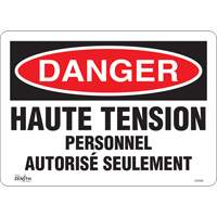 Enseigne « Haute tension », 10" x 14", Vinyle, Français SHG599 | Oxymax Inc