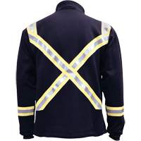 Flame Resistant Striped Full Zip Fleece Jacket, Small, Navy Blue Oxymax Inc