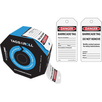 Danger Barricade Tags, Cardstock, 3" W x 6-1/4" H, English Oxymax Inc