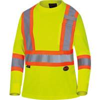 6969 Women's Bird's-Eye Long-Sleeved Safety Shirt, Polyester, X-Small, High Visibility Lime-Yellow Oxymax Inc