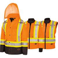 5020BBW Women's  7-in-1 Waterproof Jacket with Hood, Polyester/Polyurethane, High Visibility Orange, X-Small Oxymax Inc