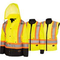 5021BBW Women's  7-in-1 Waterproof Jacket with Hood, Polyester/Polyurethane, High Visibility Lime-Yellow, X-Small Oxymax Inc
