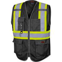 6959BK Veste de s&eacute;curit&eacute; haute visibilit&eacute; en tricot chaîne avec fermeture &agrave; glissi&egrave;re, Noir, T-petit, Polyester Oxymax Inc