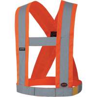 Bretelles ajustables de sécurité haute visibilité de 4" de largeur, CSA Z96 classe 1, Orange haute visibilité, Couleur réfléchissante Argent, Taille unique SHI029 | Oxymax Inc