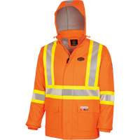 5884 Manteau imperm&eacute;able ignifuge et r&eacute;sistant aux arcs &eacute;lectriques avec capuchon Flash-Gard, Petit, Orange haute visibilit&eacute;, 51 cal/cm² Oxymax Inc
