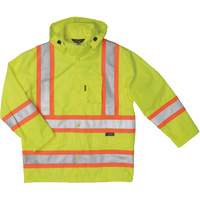Manteau de sécurité imperméable en tissu indéchirable Ripstop, Polyester, T-petit, Jaune lime haute visibilité SHI923 | Oxymax Inc