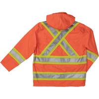 Manteau de sécurité imperméable en tissu indéchirable Ripstop, Polyester, T-petit, Orange haute visibilité SHI932 | Oxymax Inc