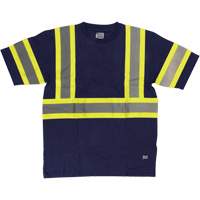 Short Sleeve Safety T-Shirt, Cotton, X-Small, Navy Blue Oxymax Inc