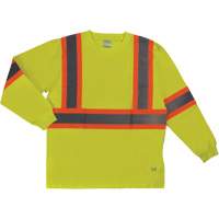 Long Sleeve Safety T-Shirt, Cotton, X-Small, High Visibility Lime-Yellow Oxymax Inc