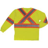 Long Sleeve Safety T-Shirt, Cotton, X-Small, High Visibility Lime-Yellow Oxymax Inc