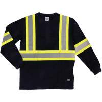 T-shirt de sécurité à manches longues, Coton, T-petit, Noir SHJ005 | Oxymax Inc