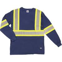 T-shirt de sécurité à manches longues, Coton, T-petit, Bleu marine SHJ014 | Oxymax Inc