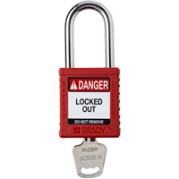 Velocity Lockout Padlock, Red, Keyed Different, Nylon, 1-1/2" Width Oxymax Inc