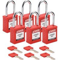 Velocity Lockout Padlocks, Red, Keyed Alike, Nylon, 1-1/2" Width Oxymax Inc