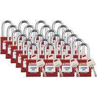 Velocity Lockout Padlocks, Red, Keyed Different, Nylon, 1-1/2" Width Oxymax Inc
