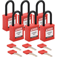 Velocity Lockout Padlocks, Red, Keyed Alike, Nylon, 1-1/2" Width Oxymax Inc