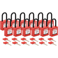 Velocity Lockout Padlocks, Red, Keyed Different, Nylon, 1-1/2" Width Oxymax Inc