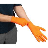 Heavyweight Tactile Grip Examination Gloves, Small, Nitrile, 8-mil, Powder-Free, Orange Oxymax Inc